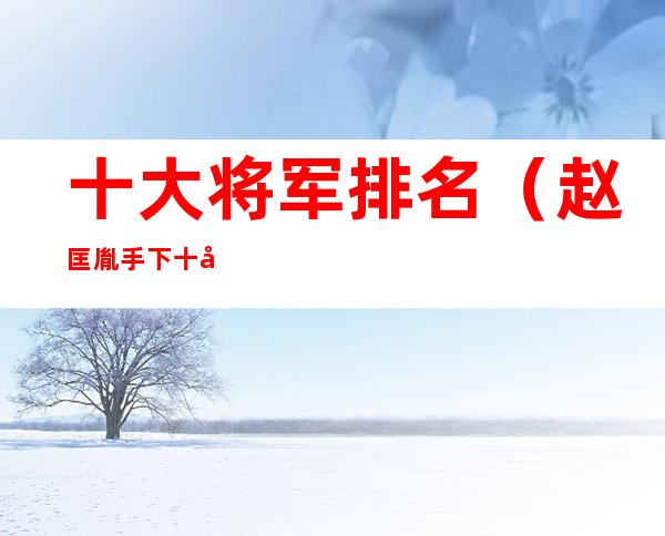 十大将军排名(赵匡胤手下十大将军排名)