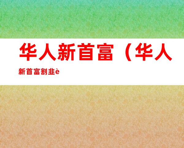 华人新首富(华人新首富割韭菜6000亿)