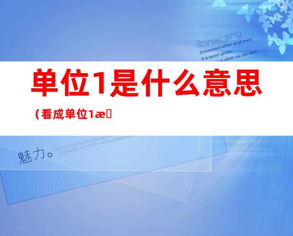 单位1是什么意思（看成单位1是什么意思）
