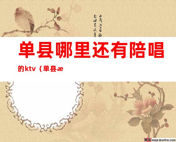 单县哪里还有陪唱的ktv（单县游戏陪玩）