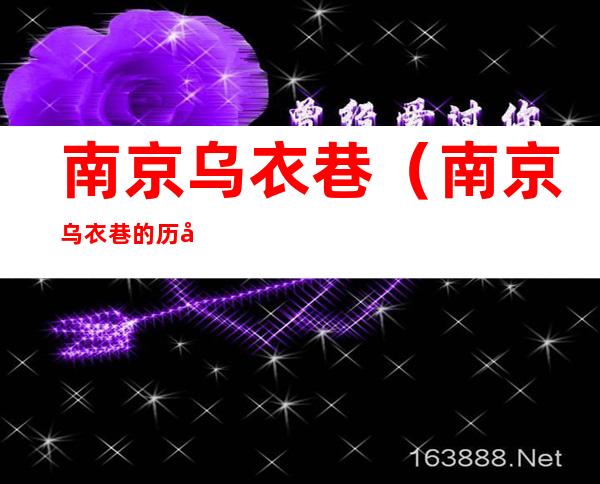 南京乌衣巷(南京乌衣巷的历史)