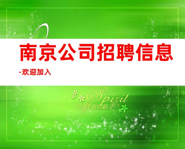 南京公司招聘信息-欢迎加入