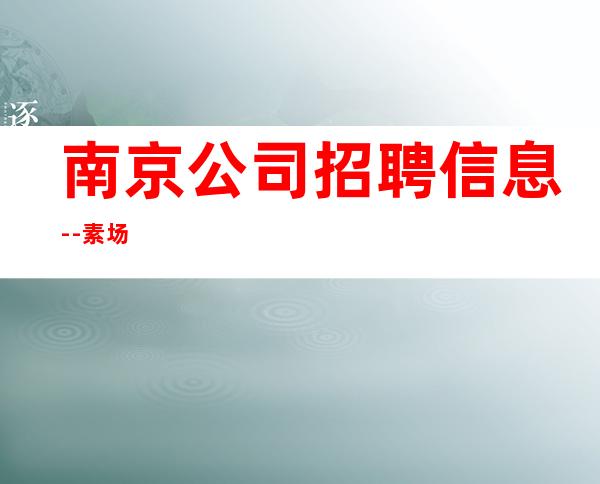 南京公司招聘信息--素场