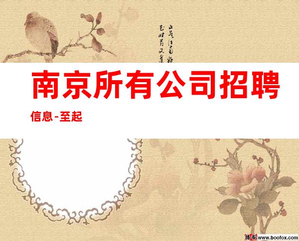 南京所有公司招聘信息-至起