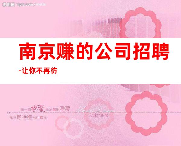 南京赚的公司招聘-让你不再彷徨