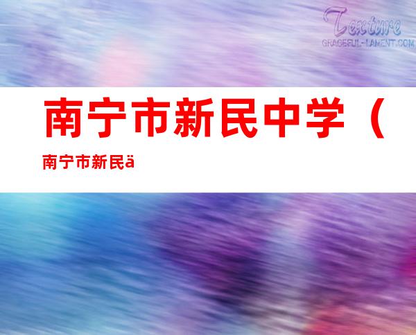 南宁市新民中学(南宁市新民中学校长是谁)