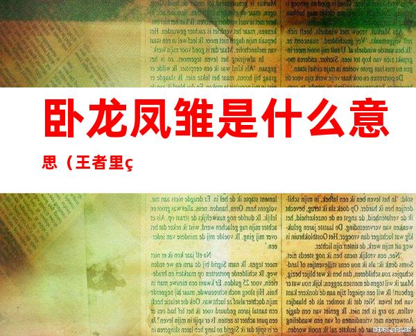 卧龙凤雏是什么意思(王者里的卧龙凤雏是什么意思)