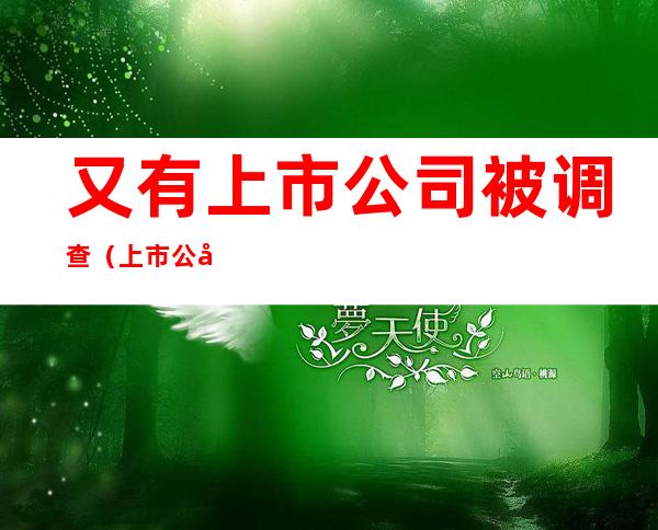 又有上市公司被调查(上市公司被问询)