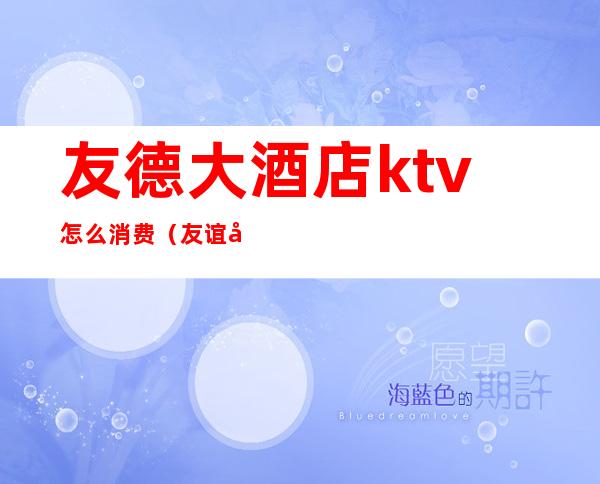 友德大酒店ktv怎么消费(友谊宾馆ktv怎么消费)