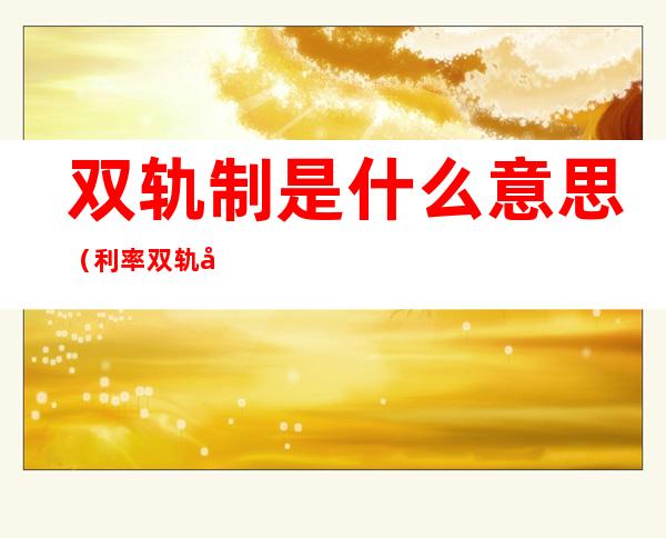 双轨制是什么意思(利率双轨制是什么意思)
