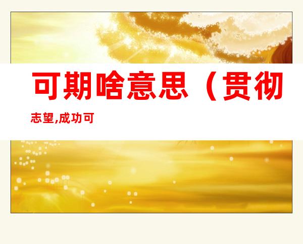 可期啥意思(贯彻志望,成功可期啥意思)