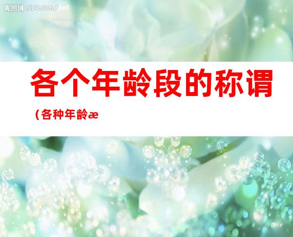各个年龄段的称谓（各种年龄段的称谓）