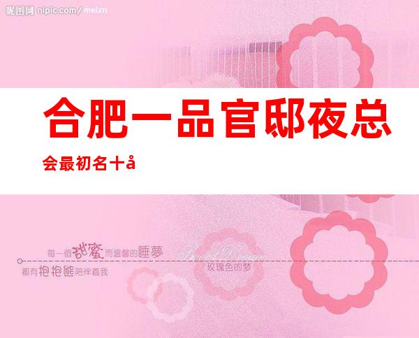 合肥一品官邸夜总会最初名十大夜总会值得一去
