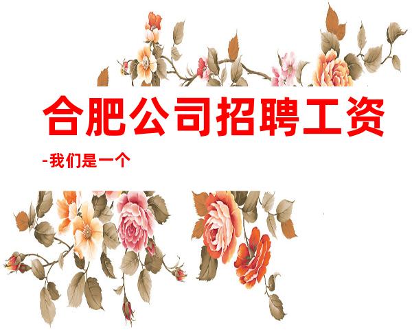 合肥公司招聘工资-我们是一个团队