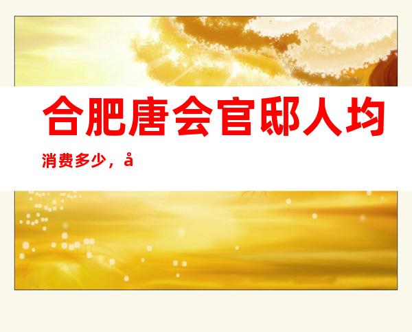 合肥唐会官邸人均消费多少,唐会官邸有没有畅饮活动?