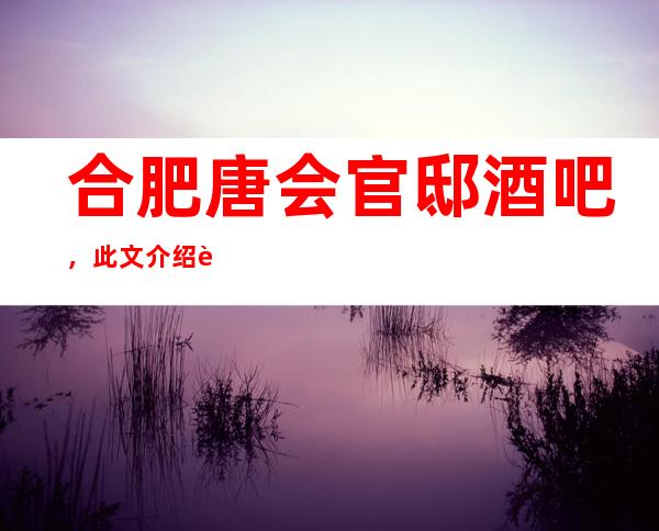 合肥唐会官邸酒吧，此文介绍这家店详情让你少踩坑