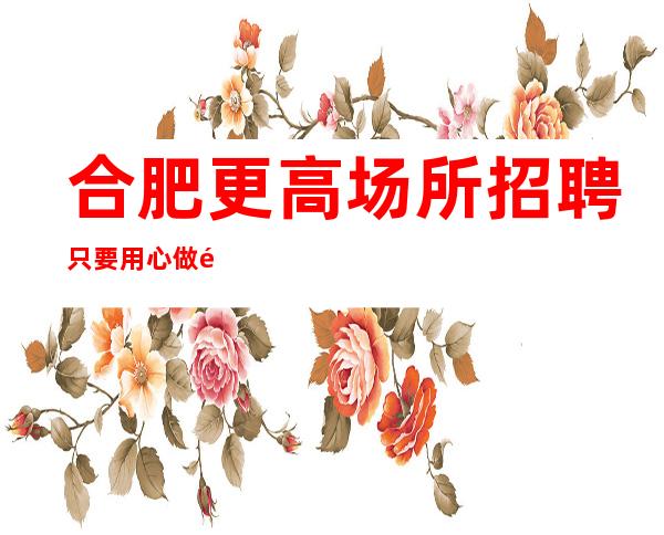 合肥更高场所招聘只要用心做都能赚到 不上班补助