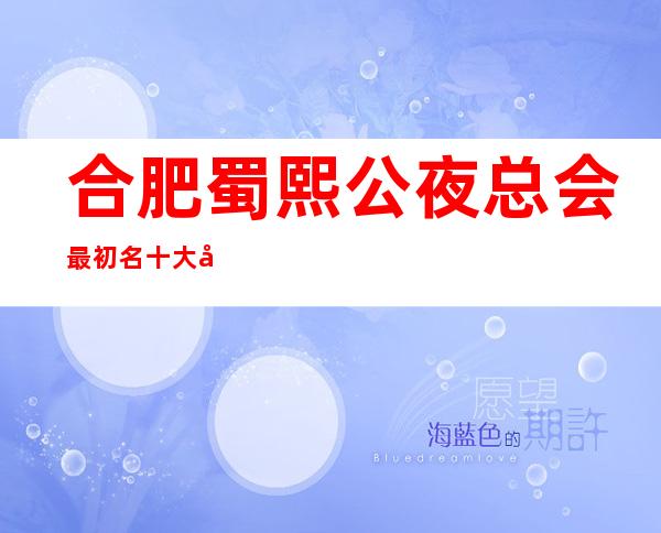 合肥蜀熙公夜总会最初名十大夜总会值得一去