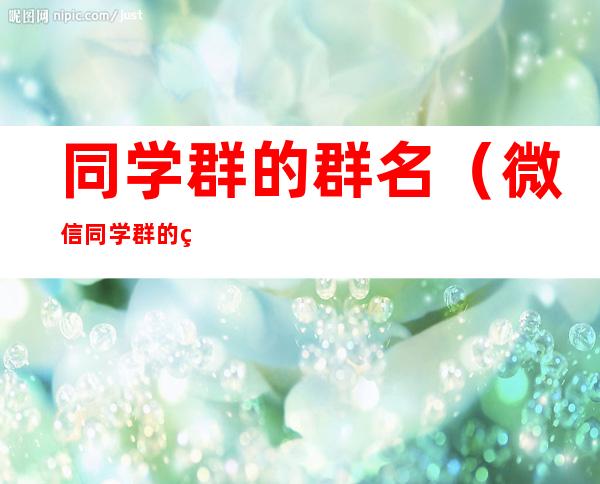 同学群的群名(微信同学群的群名)