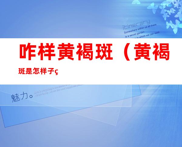 咋样黄褐斑(黄褐斑是怎样子的)