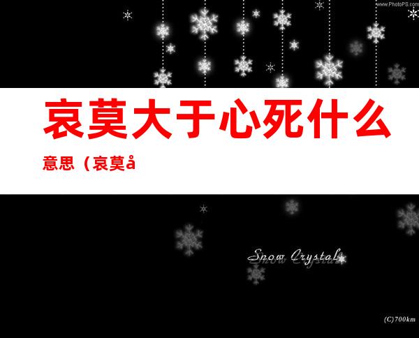 哀莫大于心死什么意思(哀莫大于心死 的意思)