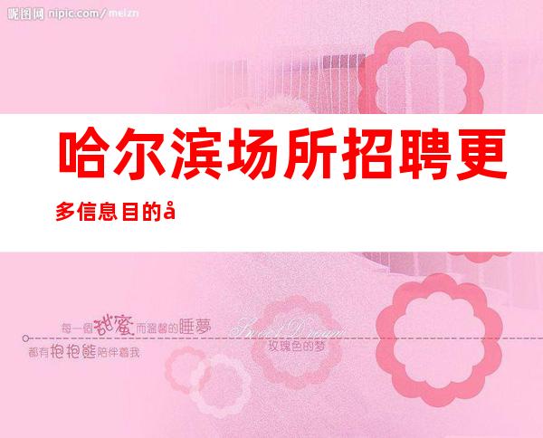 哈尔滨场所招聘更多信息目的哈尔滨中端的夜总会