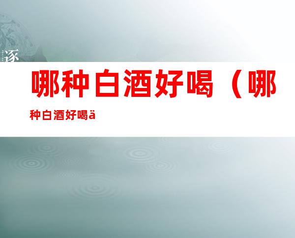 哪种白酒好喝(哪种白酒好喝不辣)
