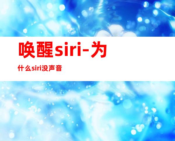 唤醒siri-为什么siri没声音
