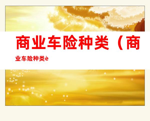 商业车险种类（商业车险种类详细介绍）