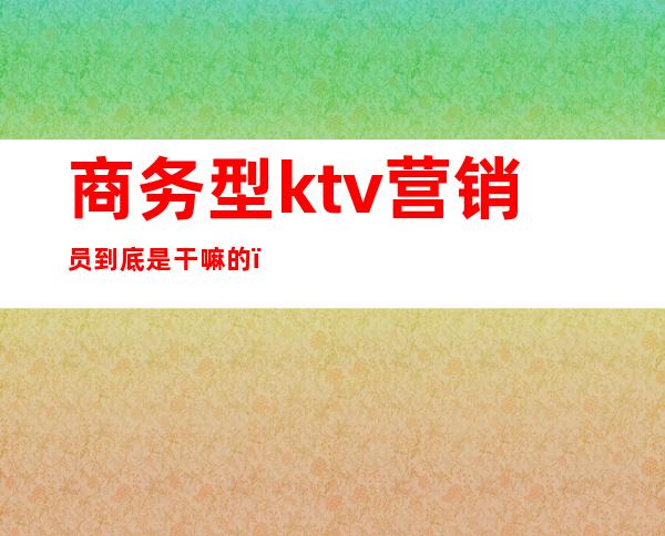 商务型ktv营销员到底是干嘛的()