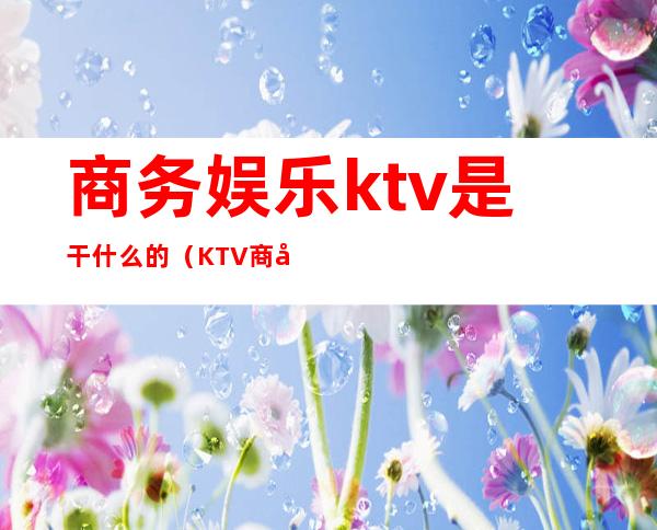商务娱乐ktv是干什么的(KTV商务是干嘛的)