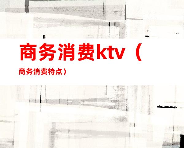 商务消费ktv(商务消费特点)