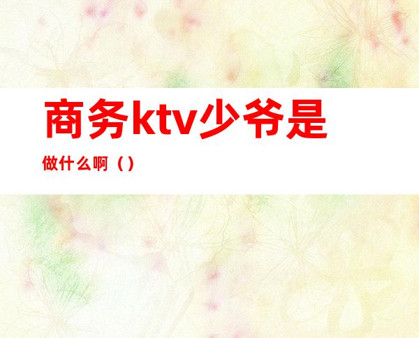 商务ktv少爷是做什么啊()