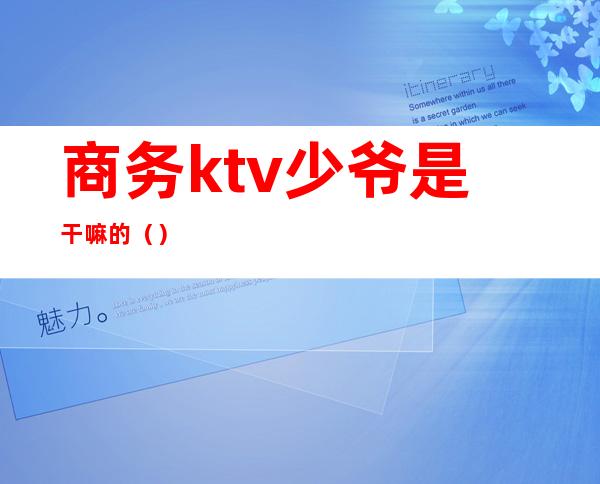 商务ktv少爷是干嘛的()