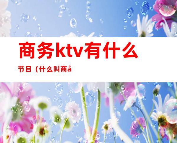 商务ktv有什么节目(什么叫商务ktv)