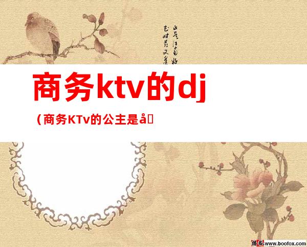 商务ktv的dj(商务KTv的公主是做什么的)