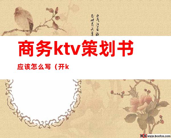商务ktv策划书应该怎么写(开ktv策划书怎么写)