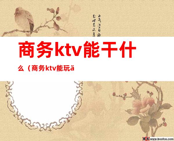 商务ktv能干什么(商务ktv能玩什么)