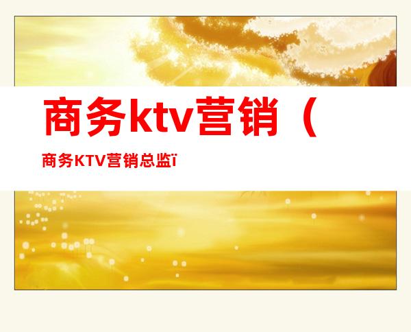 商务ktv营销(商务KTV营销总监)