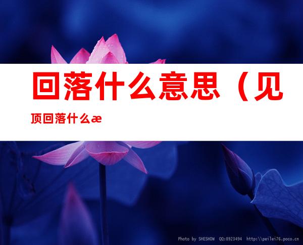 回落什么意思(见顶回落什么意思)