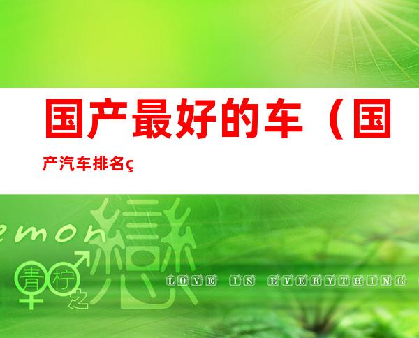 国产最好的车(国产汽车排名第一)