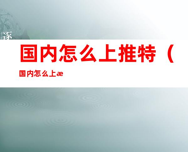 国内怎么上推特（国内怎么上推特的详细教程）