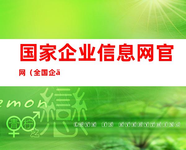 国家企业信息网官网（全国企业信息查询官网系统）