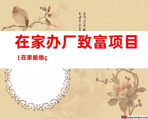 在家办厂致富项目（在家能做的致富项目）
