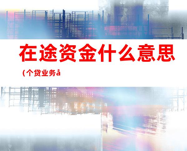 在途资金什么意思(个贷业务在途资金什么意思)