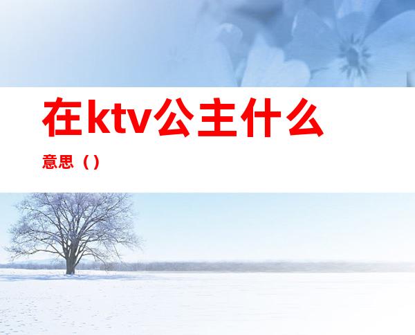 在ktv公主什么意思()