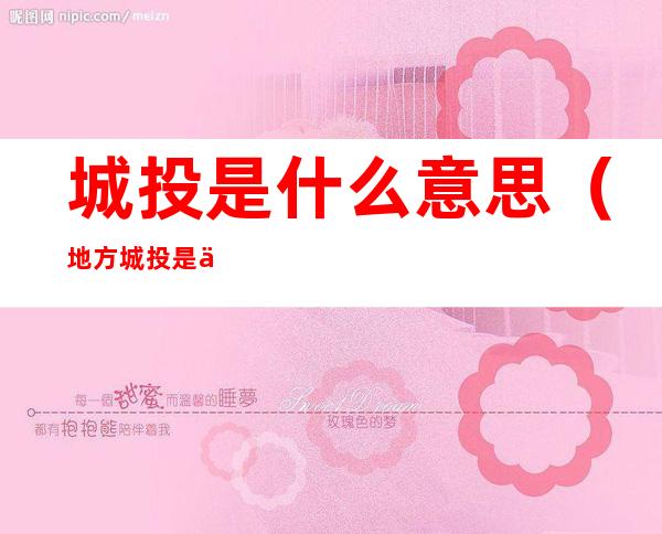 城投是什么意思(地方城投是什么意思)