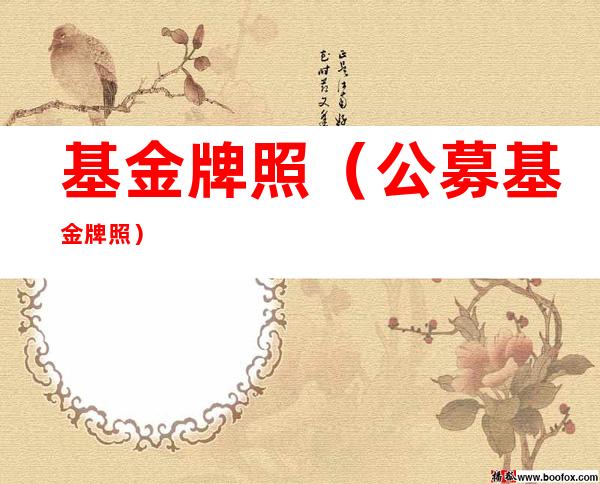 基金牌照(公募基金牌照)