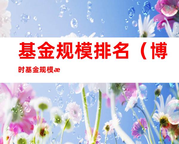 基金规模排名(博时基金规模排名)
