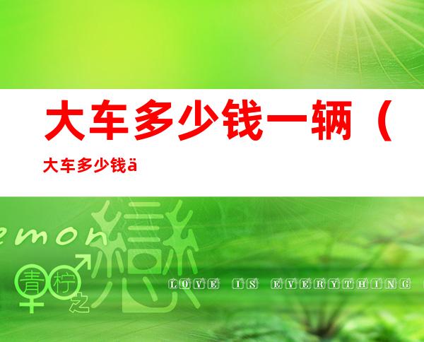 大车多少钱一辆(大车多少钱一辆新车)